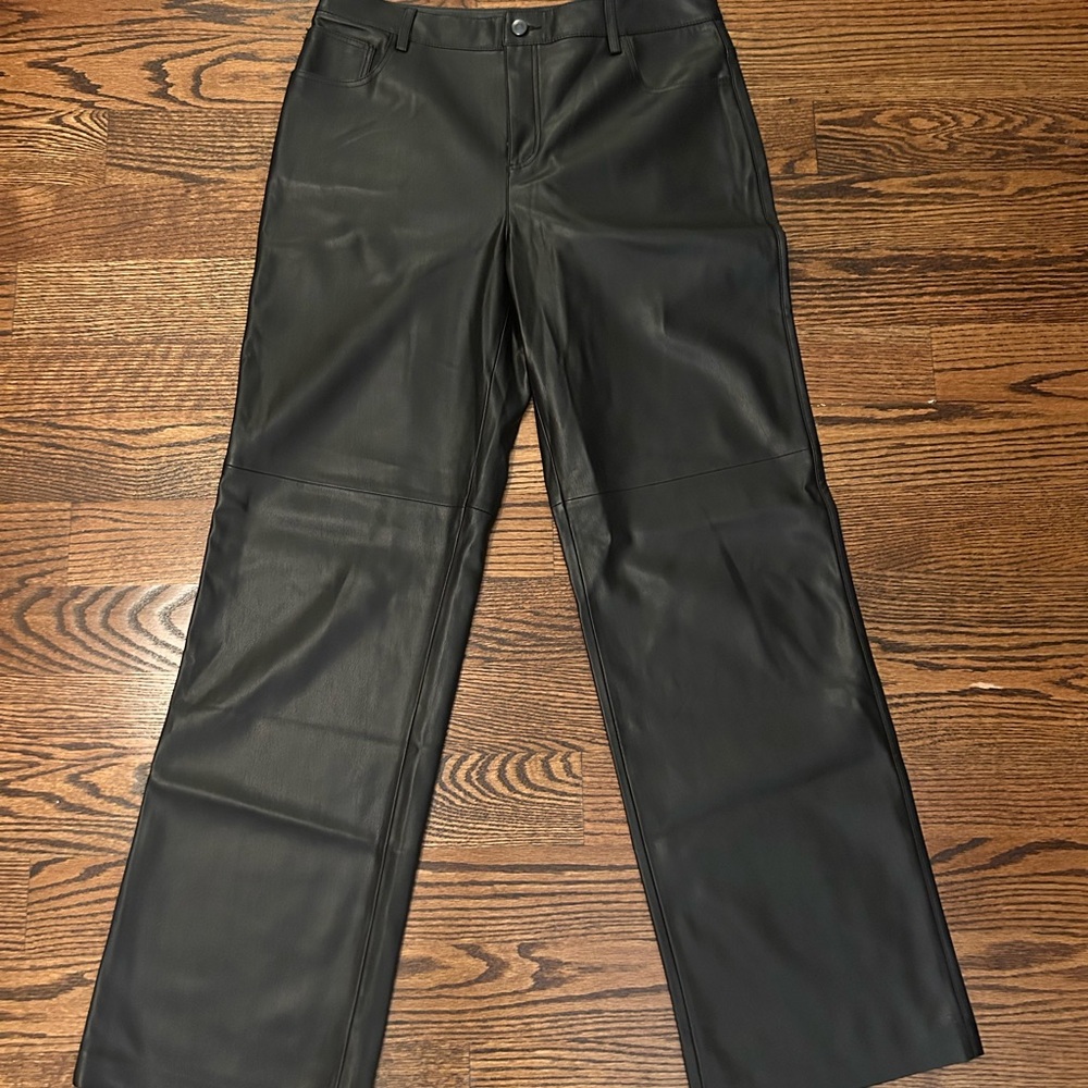 Mango Charcoal Faux Leather Trousers